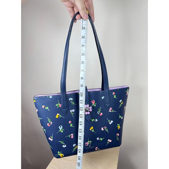 Kate Spade Purse Tote Kaci Wildflower Ditsy Small Tote, Blue Multi Preppy - Picture 8 of 14